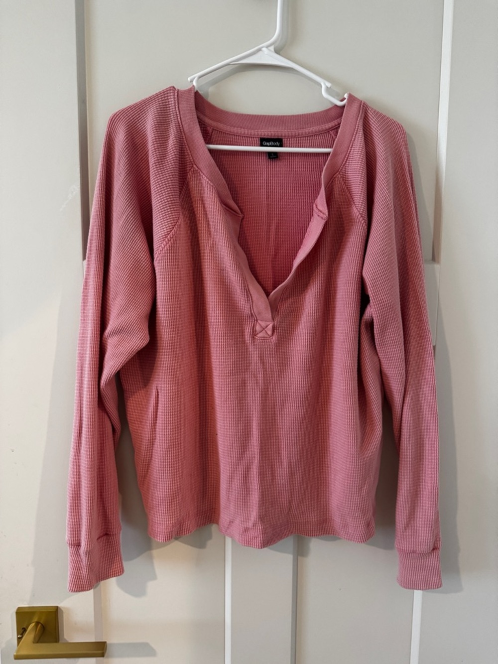 Pink Waffle Knit Long-Sleeve Top Gap Body Large
